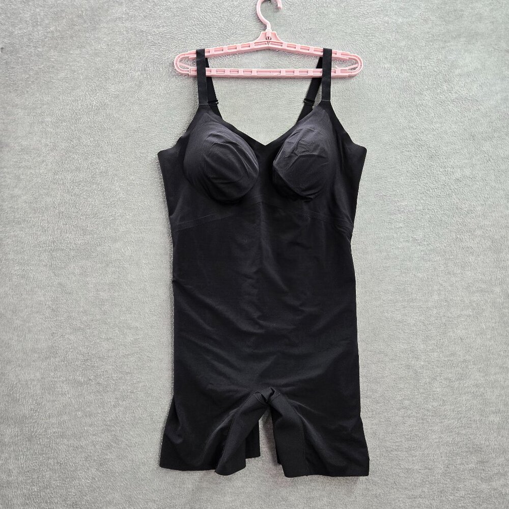 Honeylove Women Bodysuit 3X Black Cotton Nylon Shapewear Sleeveless 7"
